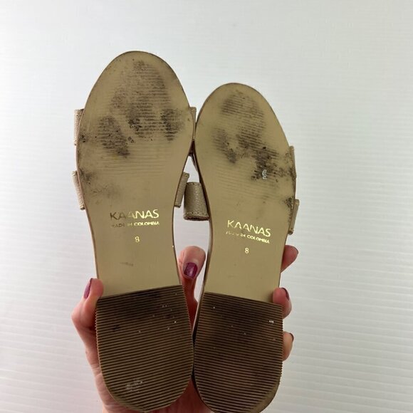 Kaanas Santorini Infinity Loop Woven Flat Slide Sandal Size 8 Beige Springtime - Picture 9 of 11